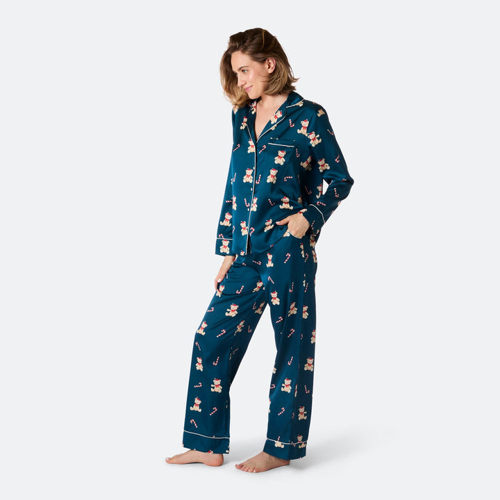Naisten Nallekarhu Satiini Joulupyjama