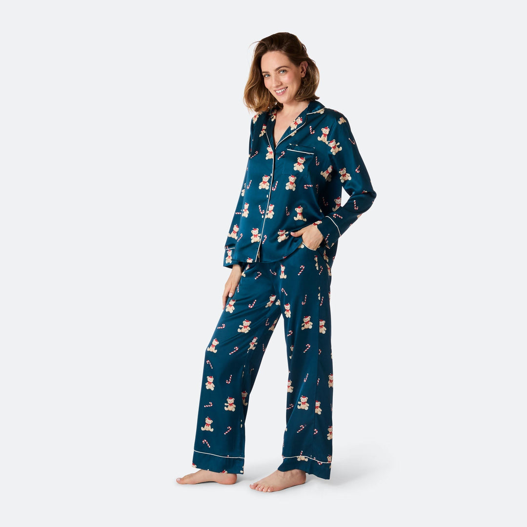 Naisten Nallekarhu Satiini Joulupyjama