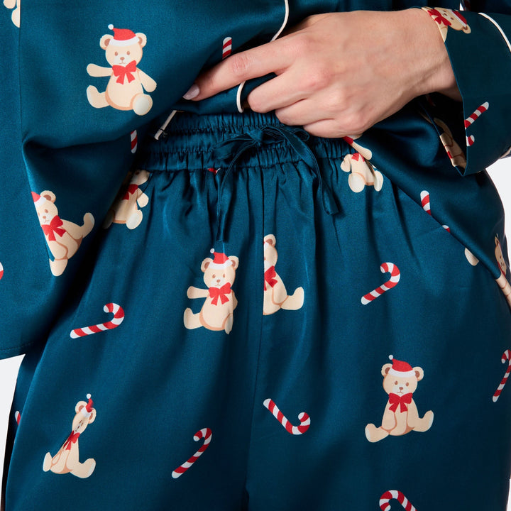Naisten Nallekarhu Satiini Joulupyjama