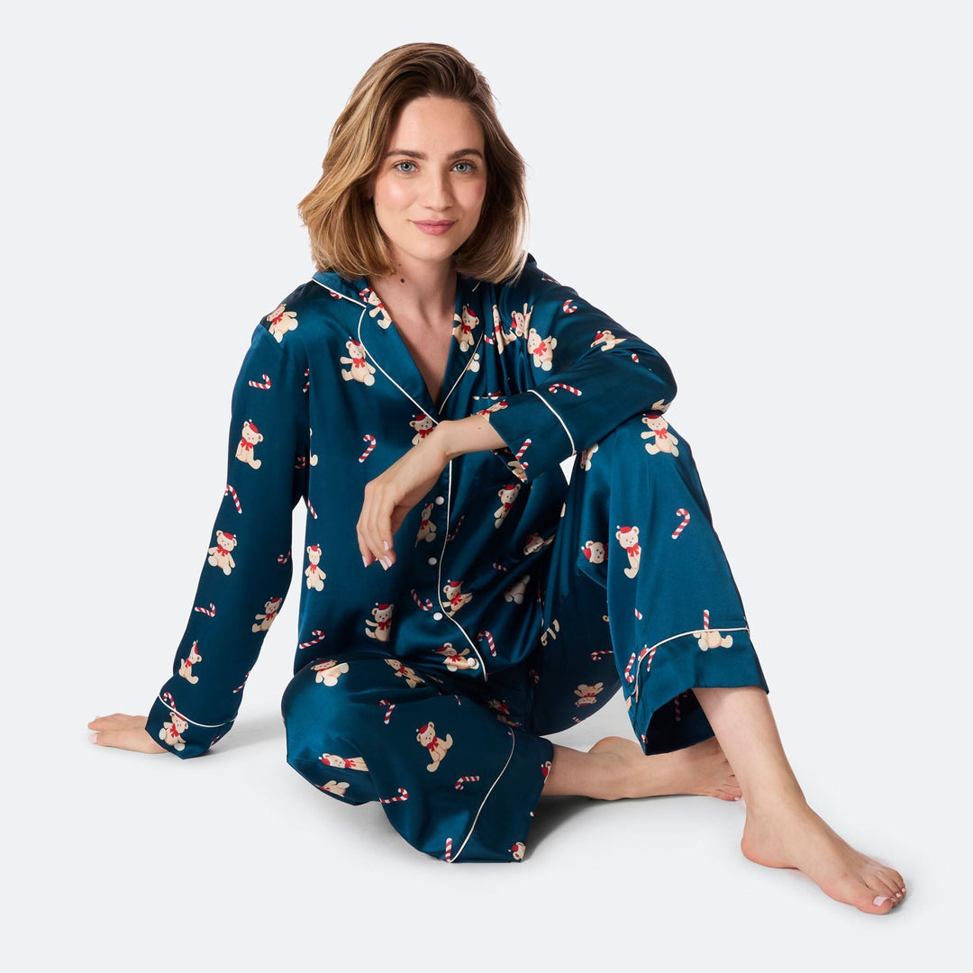 Naisten Nallekarhu Satiini Joulupyjama