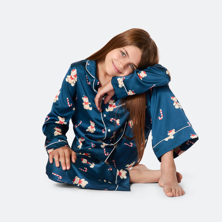 Lasten Nallekarhu Satiini Joulupyjama