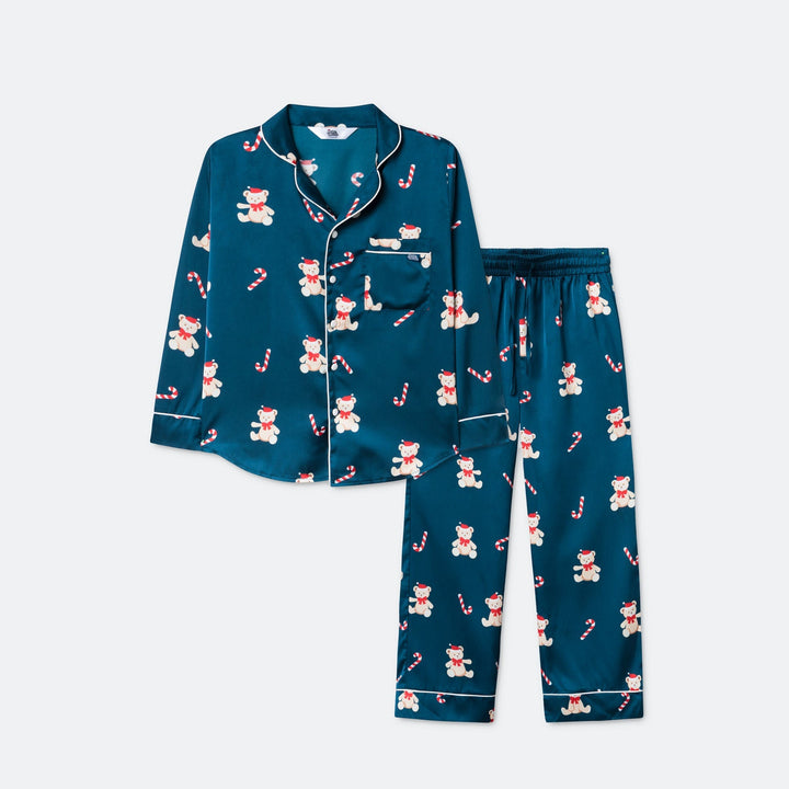 Lasten Nallekarhu Satiini Joulupyjama