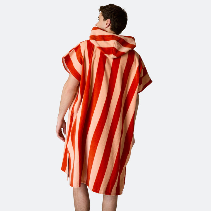 Raidallinen punainen Kylpyponcho