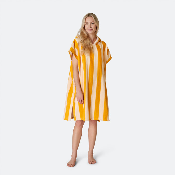 Raidallinen keltainen Kylpyponcho