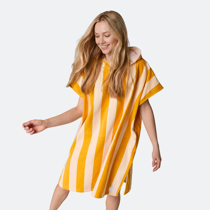 Raidallinen keltainen Kylpyponcho