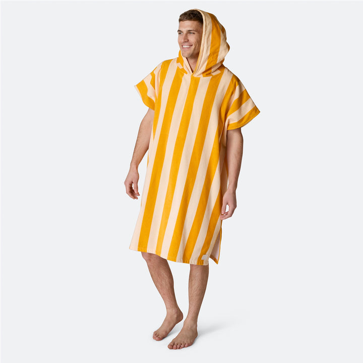 Raidallinen keltainen Kylpyponcho