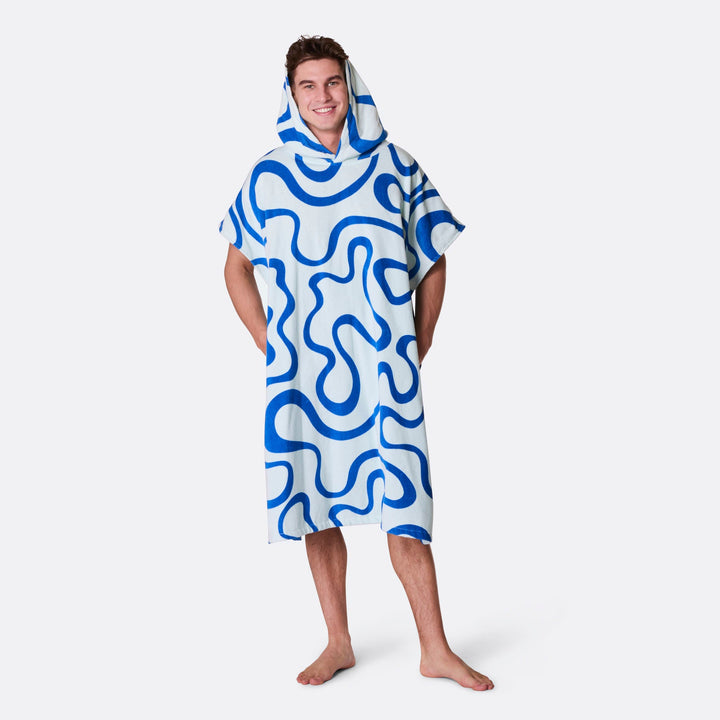 Sininen aaltoileva kylpyponcho