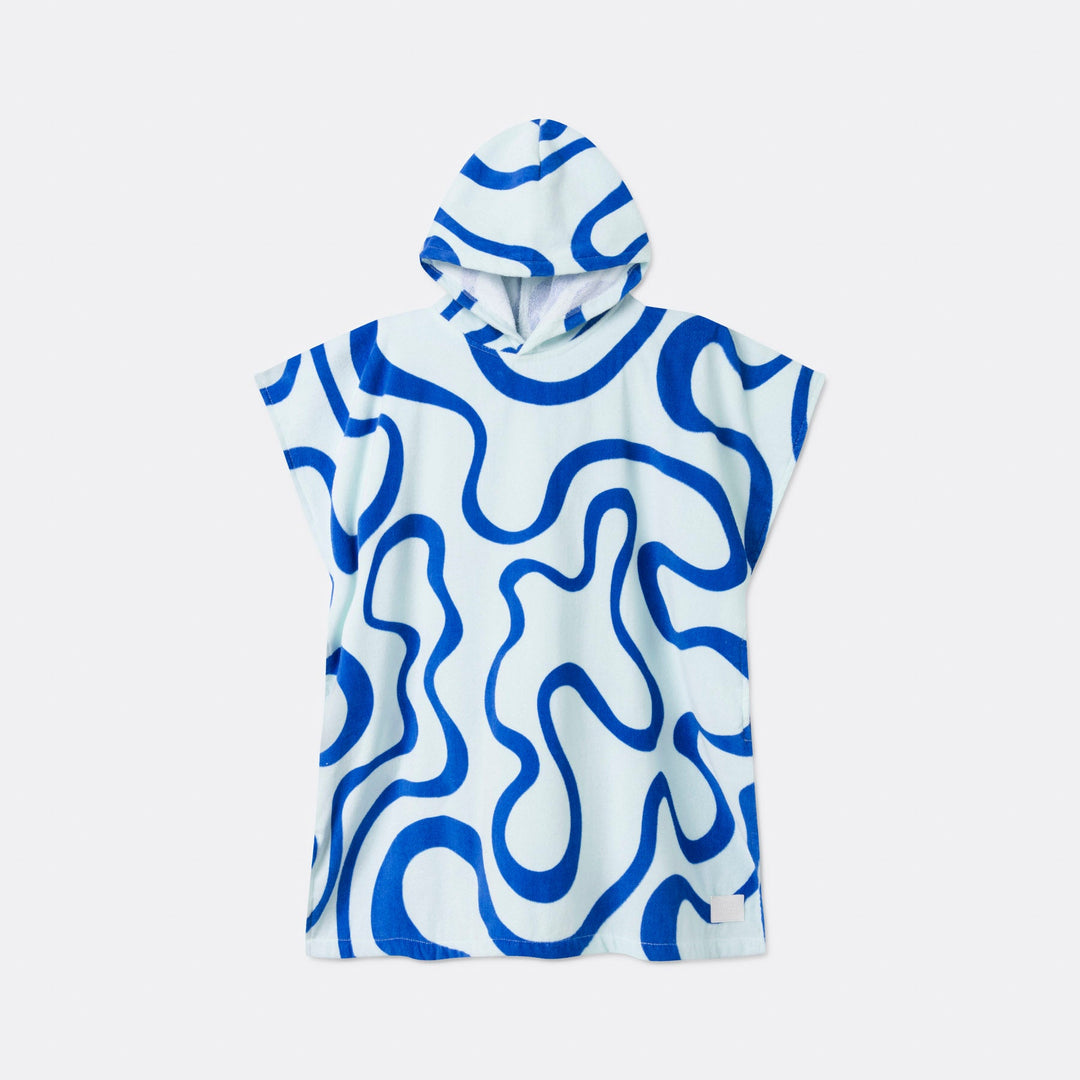 Lasten sininen aaltoileva kylpyponcho