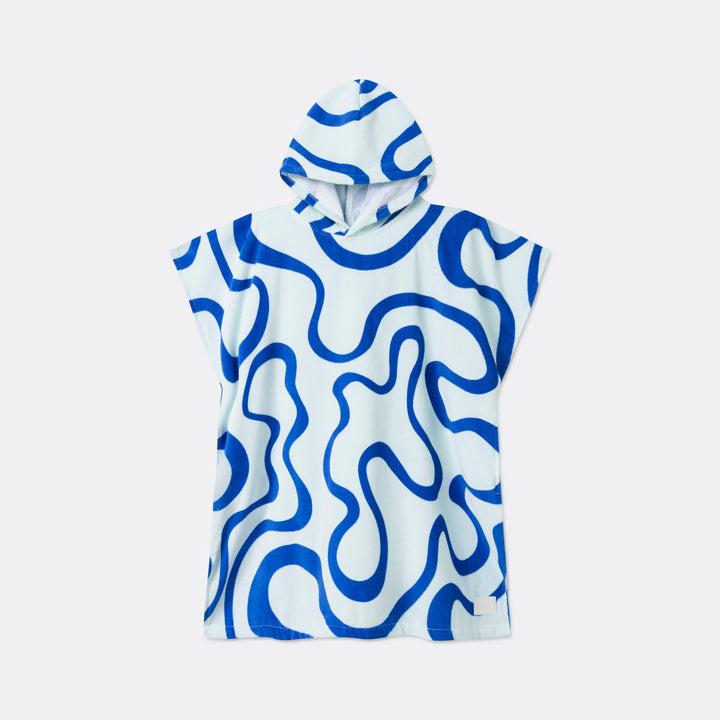 Lasten sininen aaltoileva kylpyponcho