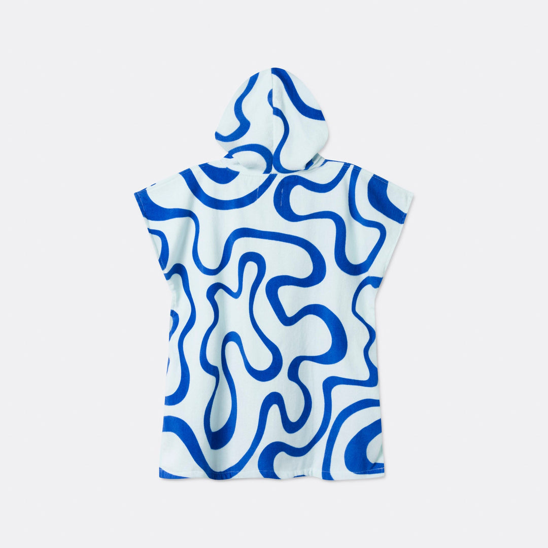 Lasten sininen aaltoileva kylpyponcho