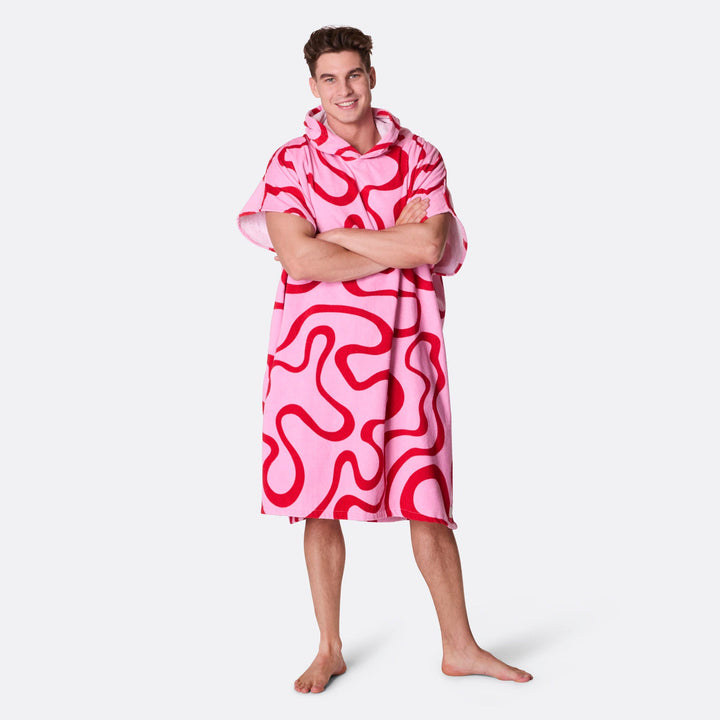 Vaaleanpunainen aaltoileva kylpyponcho