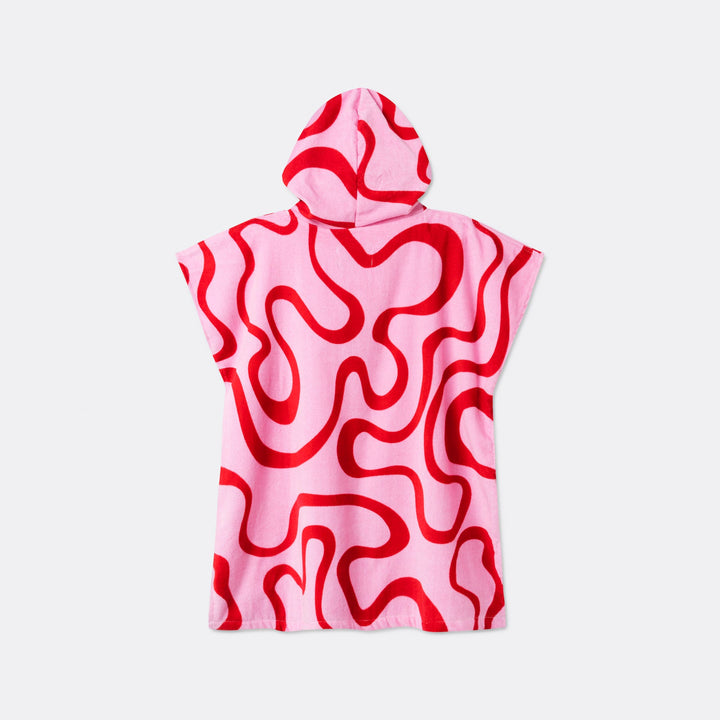 Lasten vaaleanpunainen aaltoileva kylpyponcho