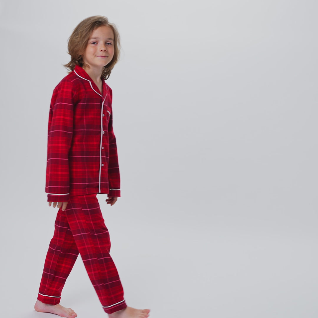 Lasten punainen flanelli joulupyjama
