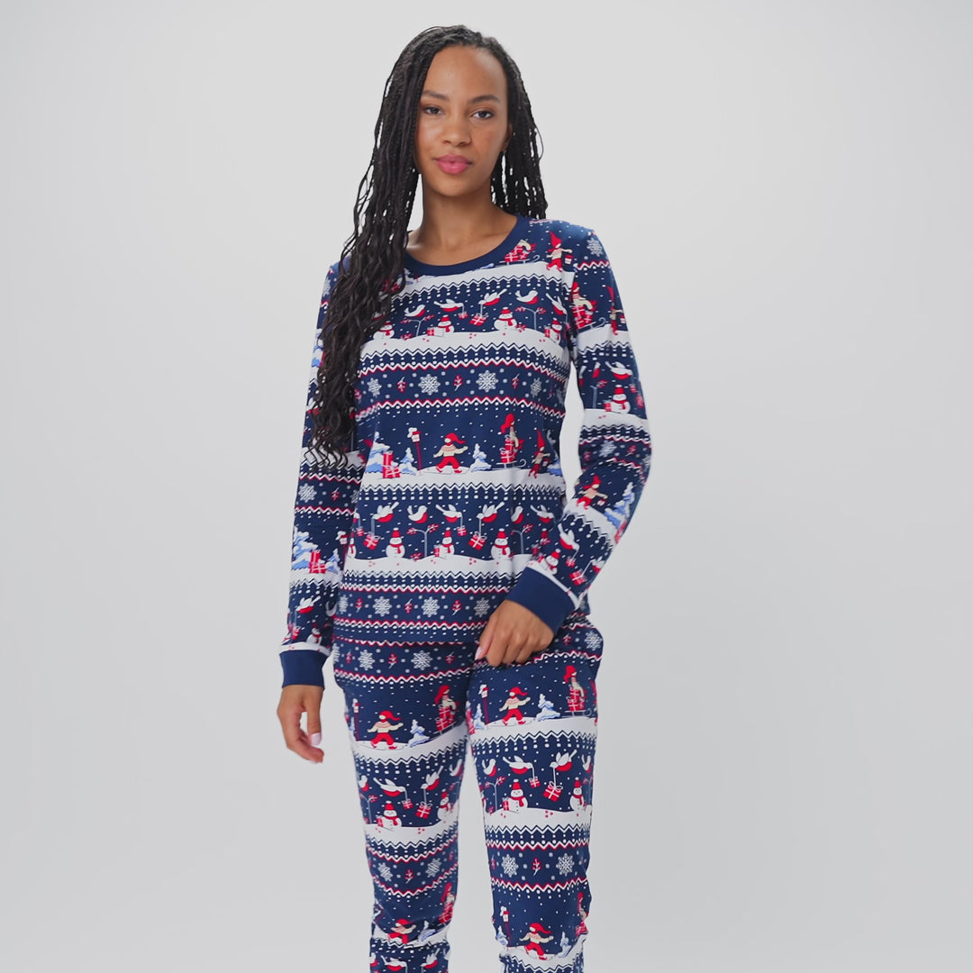 Naisten joulumaisema joulupyjama