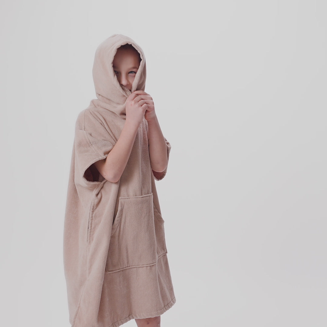 Lasten beige kylpyponcho