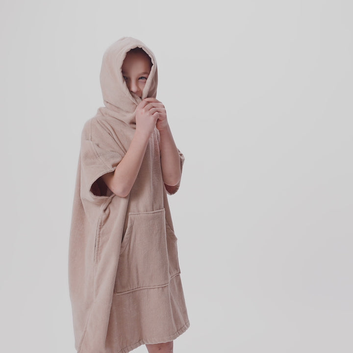 Lasten beige kylpyponcho