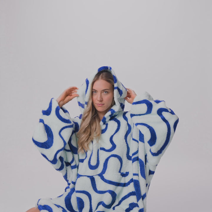 Sininen aaltoileva Teddy HappyHoodie