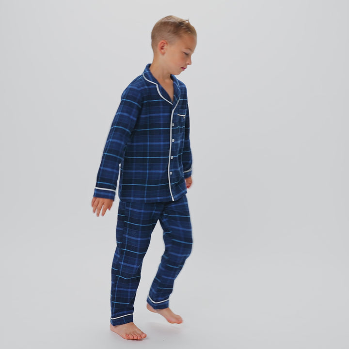 Lasten sininen flanelli joulupyjama