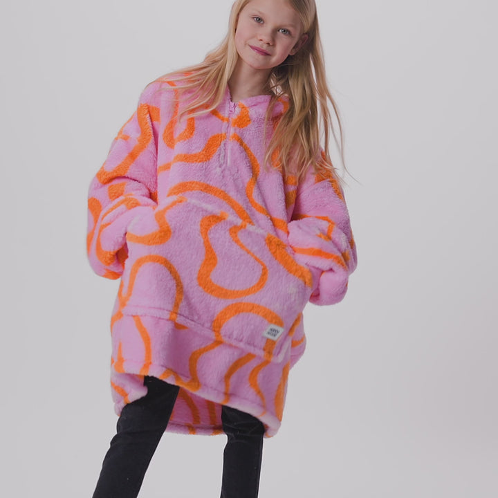 Lasten Vaaleanpunainen Aaltoileva Teddy HappyHoodie