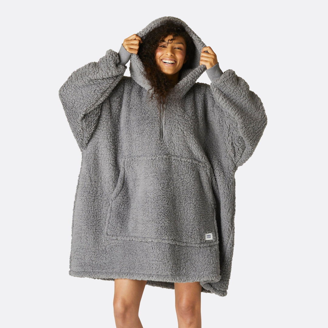 Harmaa Sherpa HappyHoodie