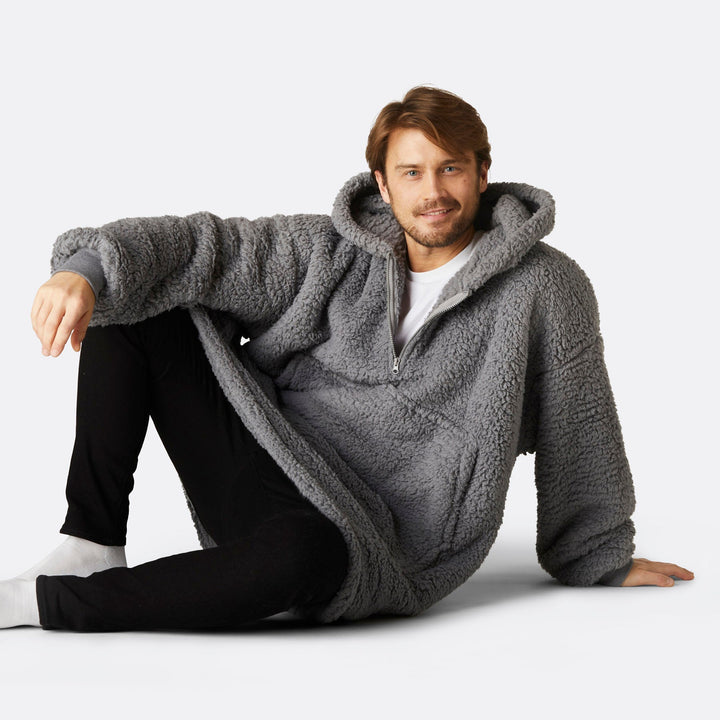 Harmaa Sherpa HappyHoodie