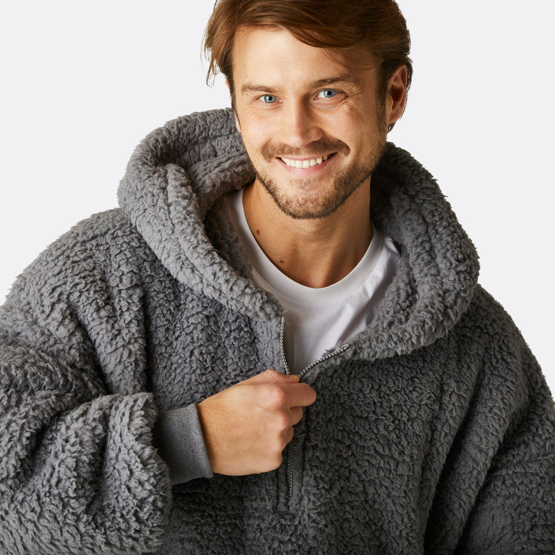 Harmaa Sherpa HappyHoodie