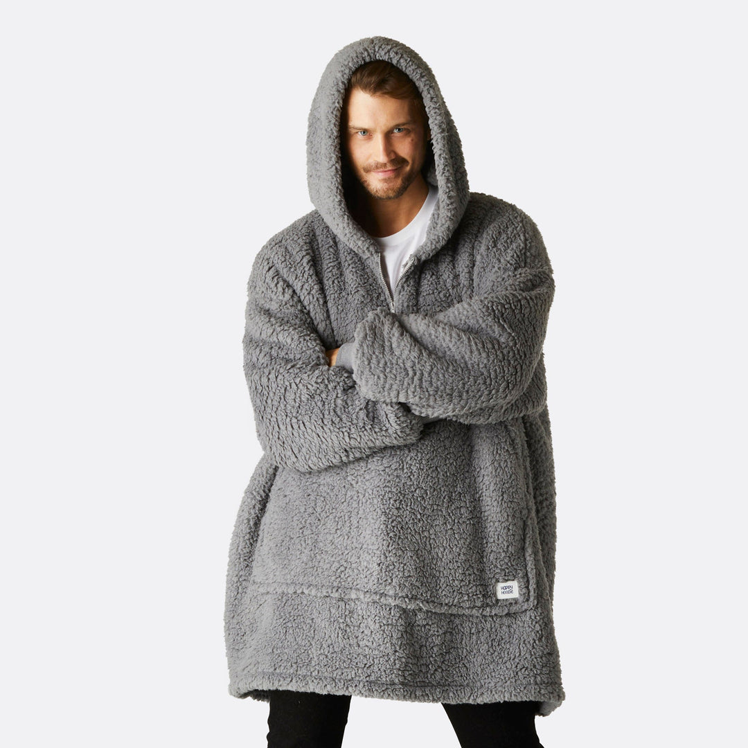 Harmaa Sherpa HappyHoodie