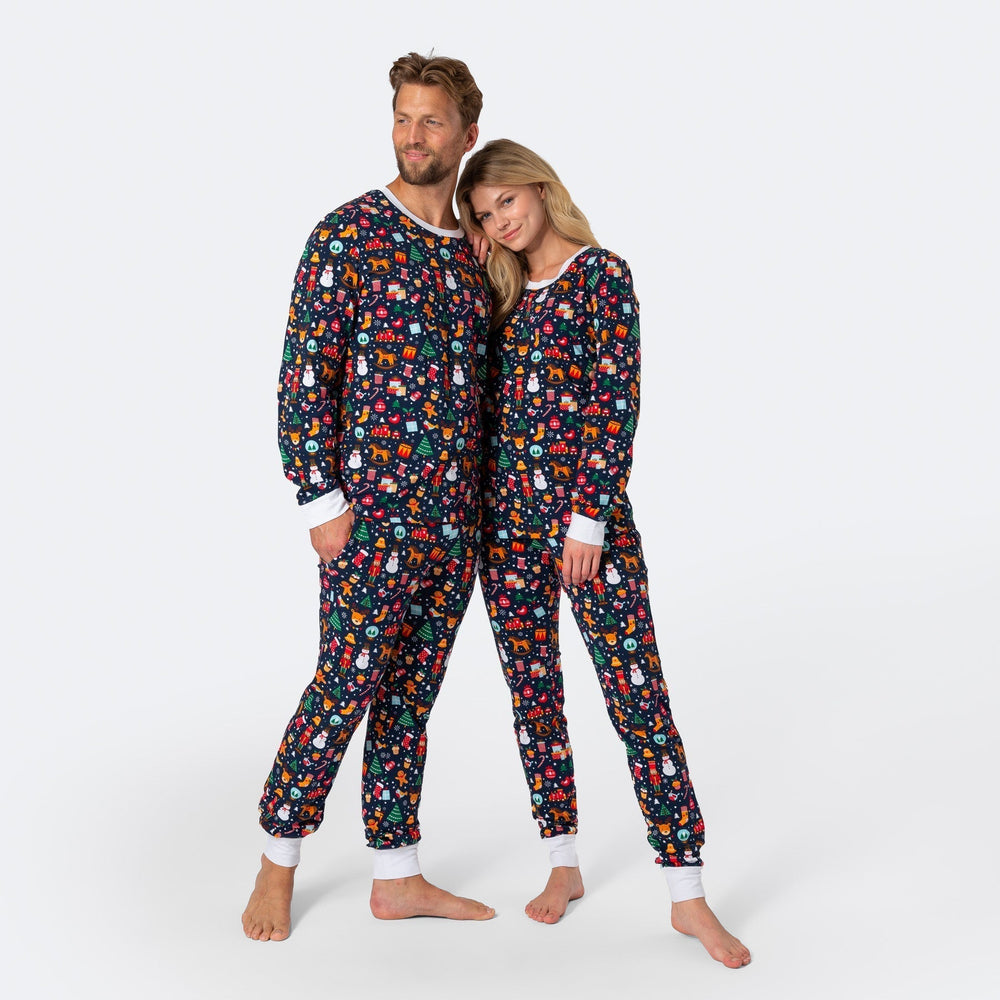 Sininen Joulu-Unelma Joulupyjamat Perhe