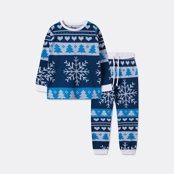 Sininen Neulottu Joulupyjamat Perhe