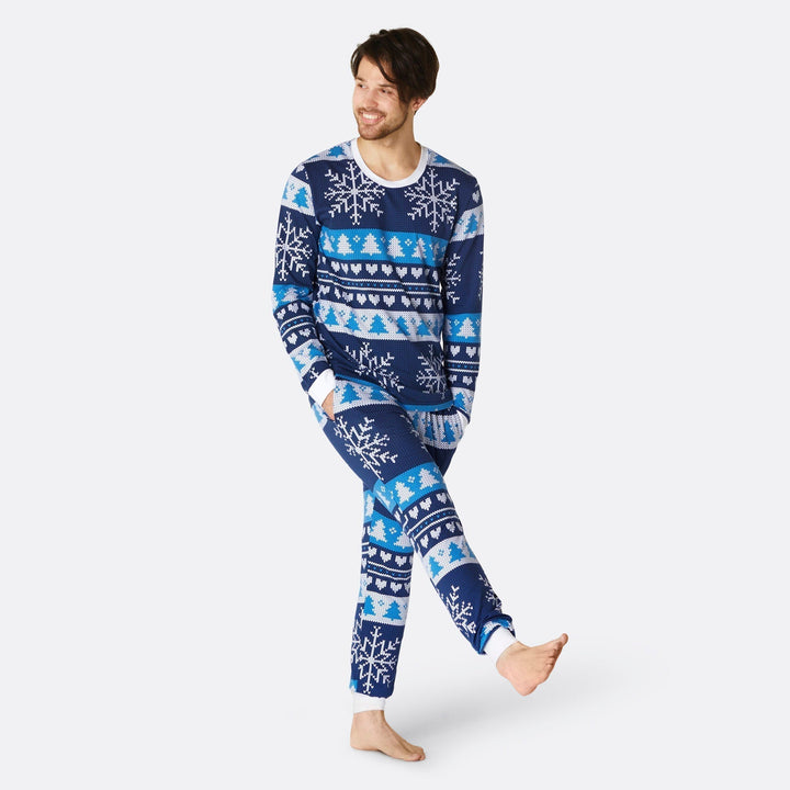 Sininen Neulottu Joulupyjamat Perhe