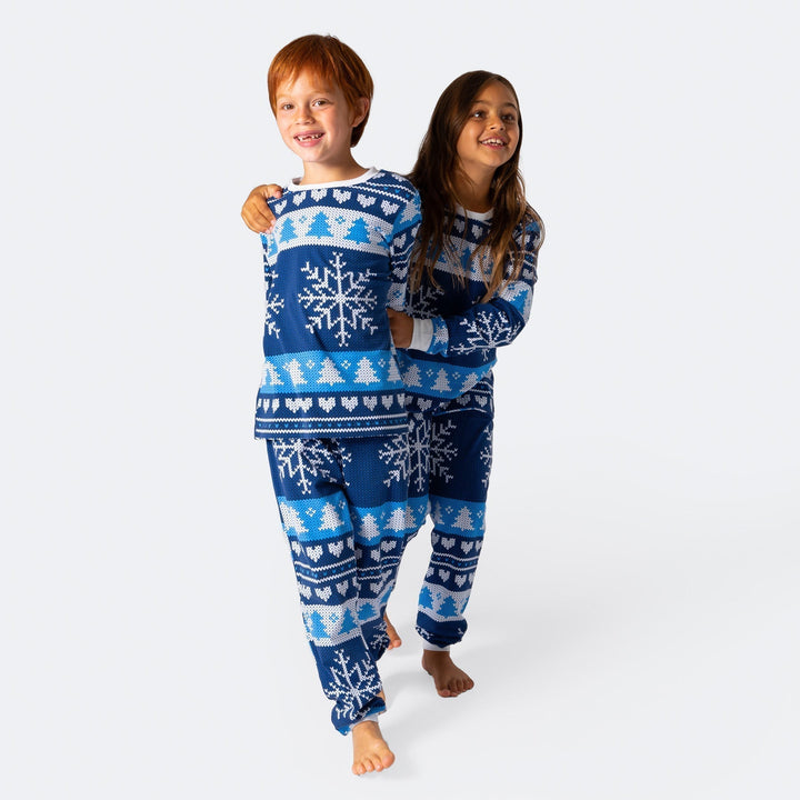 Sininen Neulottu Joulupyjamat Perhe