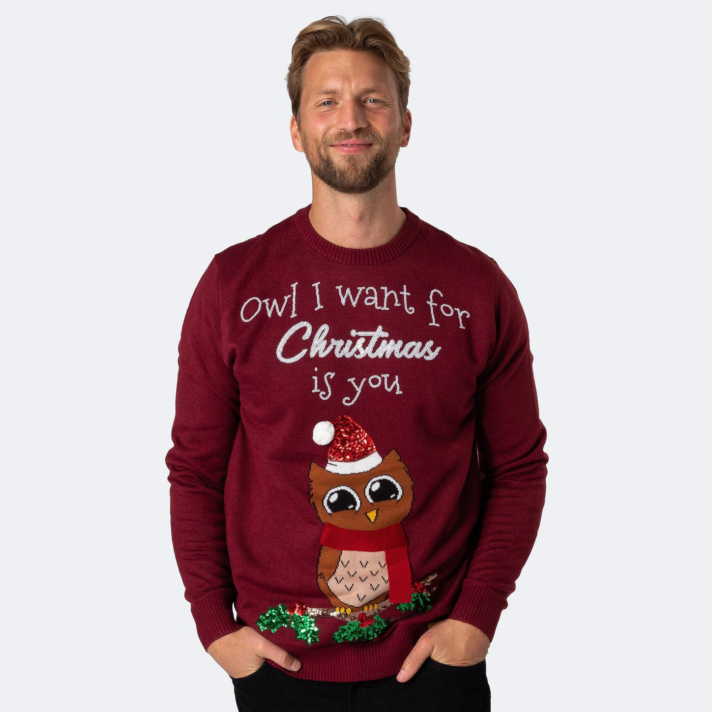 Miesten Owl I Want For Christmas Jouluneule