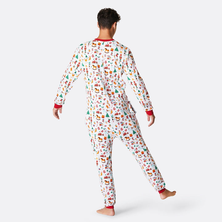 Miesten Valkoinen Joulu-Unelma Overall Joulupyjama
