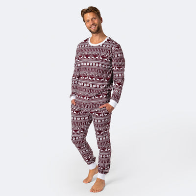 Miesten Viininpunainen Talvi Pyjama