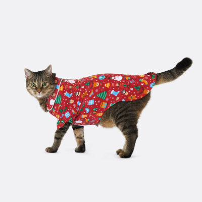 Punainen Joulu-Unelma Pyjama Kissoille